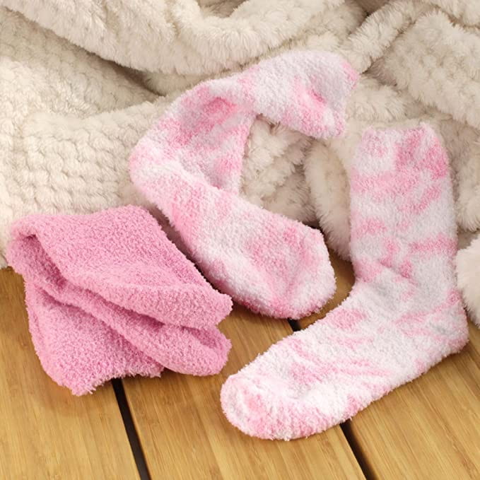 Women's Girl Fuzzy Warm Fluffy Tie-Dye Colorful Fun Crew Socks - 4 Pairs - Image 13