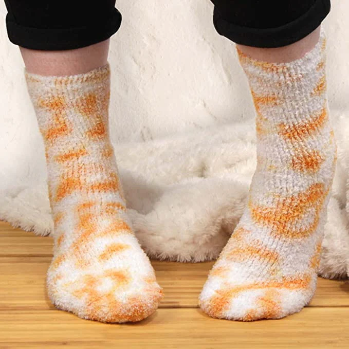 Women's Girl Fuzzy Warm Fluffy Tie-Dye Colorful Fun Crew Socks - 4 Pairs - Image 15