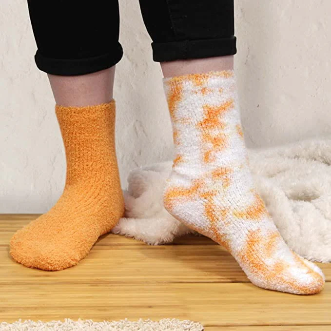 Women's Girl Fuzzy Warm Fluffy Tie-Dye Colorful Fun Crew Socks - 4 Pairs - Image 16