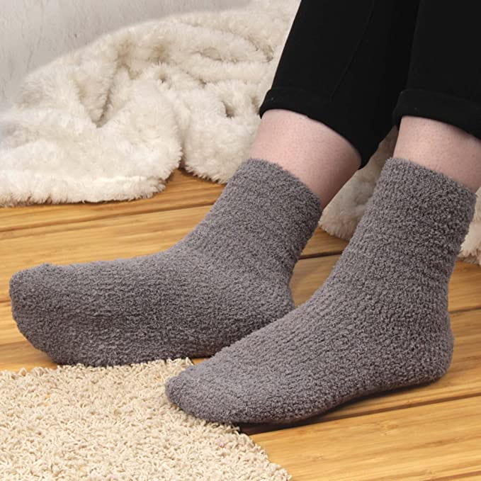 Women's Girl Fuzzy Warm Fluffy Tie-Dye Colorful Fun Crew Socks - 4 Pairs - Image 2