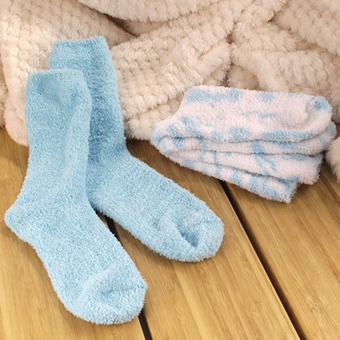 Women's Girl Fuzzy Warm Fluffy Tie-Dye Colorful Fun Crew Socks - 4 Pairs - Image 21