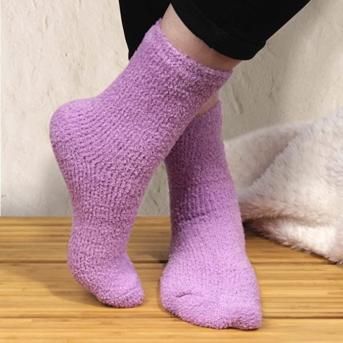 Women's Girl Fuzzy Warm Fluffy Tie-Dye Colorful Fun Crew Socks - 4 Pairs - Image 22