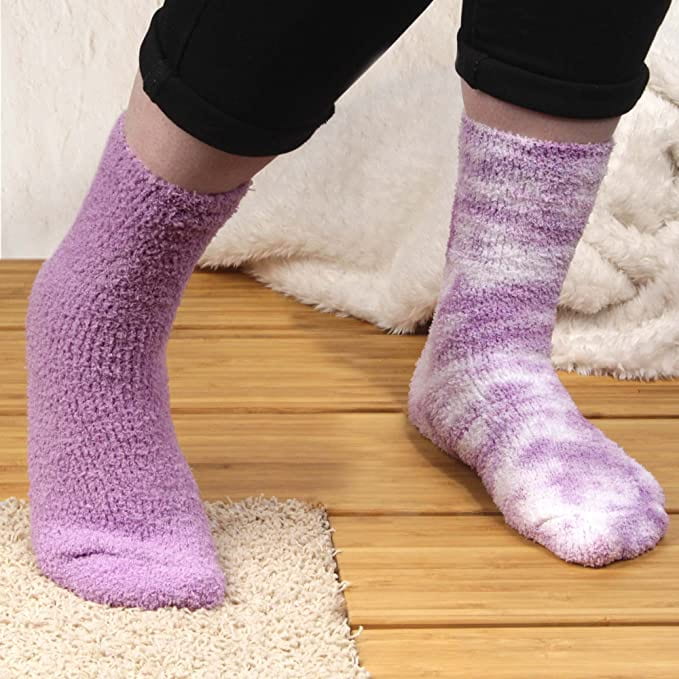 Women's Girl Fuzzy Warm Fluffy Tie-Dye Colorful Fun Crew Socks - 4 Pairs - Image 24