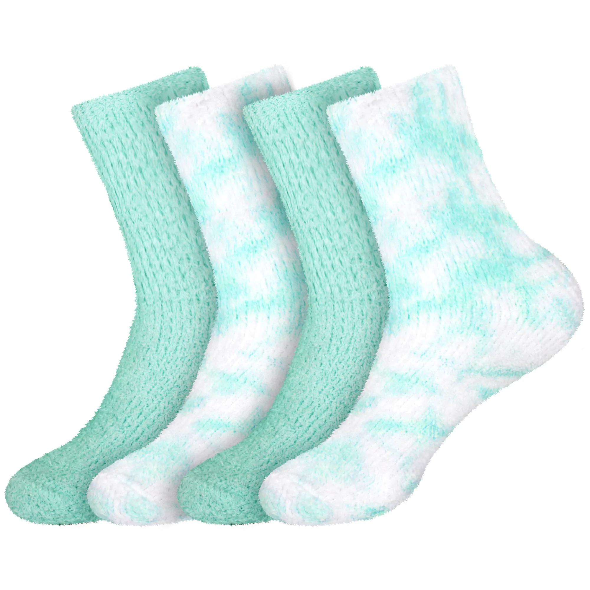 Women's Girl Fuzzy Warm Fluffy Tie-Dye Colorful Fun Crew Socks - 4 Pairs - Image 27