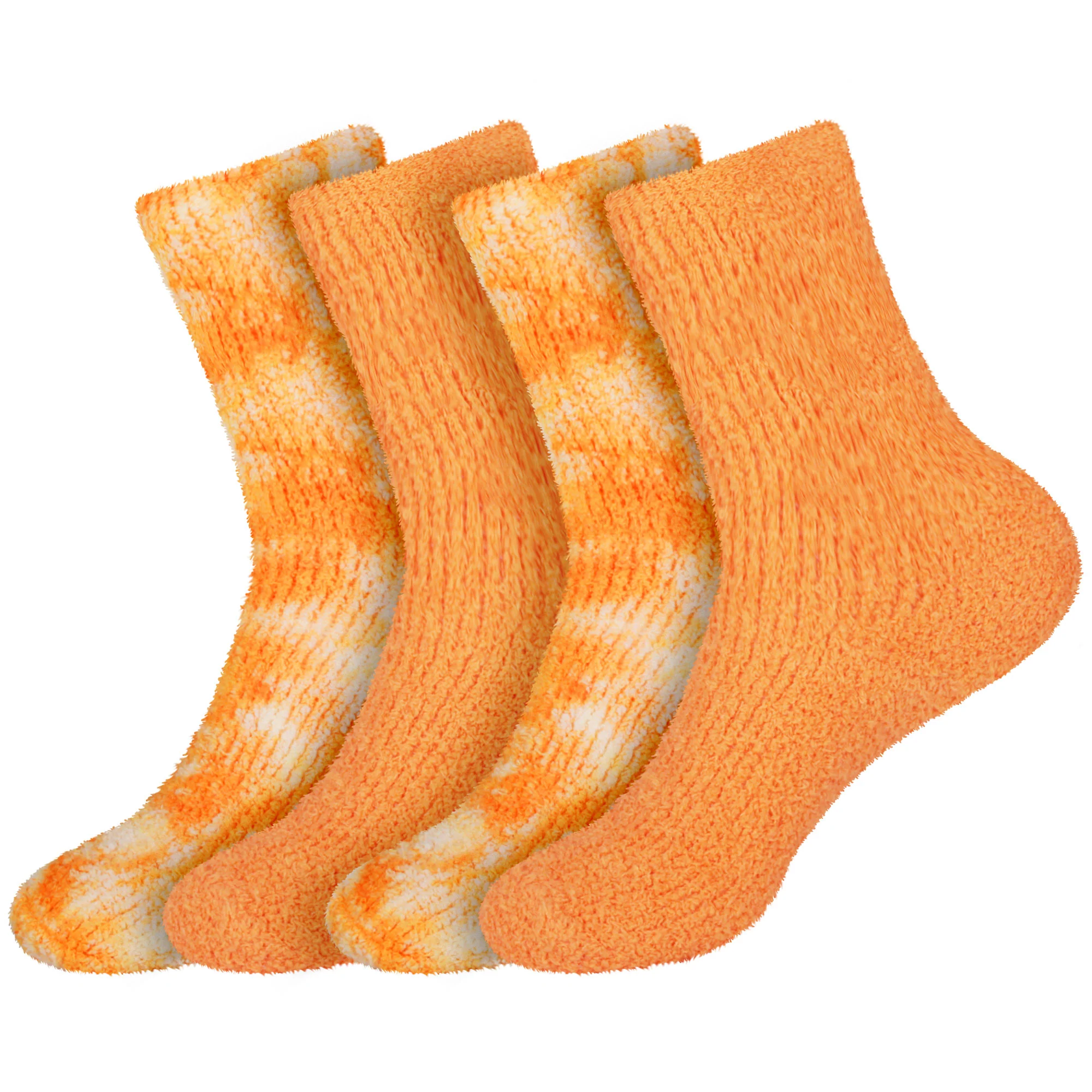 Women's Girl Fuzzy Warm Fluffy Tie-Dye Colorful Fun Crew Socks - 4 Pairs - Image 29