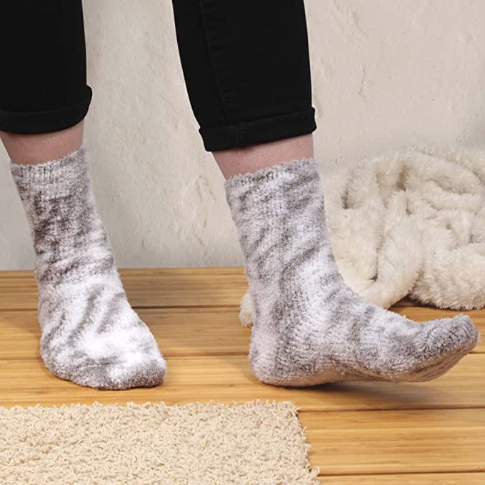 Women's Girl Fuzzy Warm Fluffy Tie-Dye Colorful Fun Crew Socks - 4 Pairs - Image 3