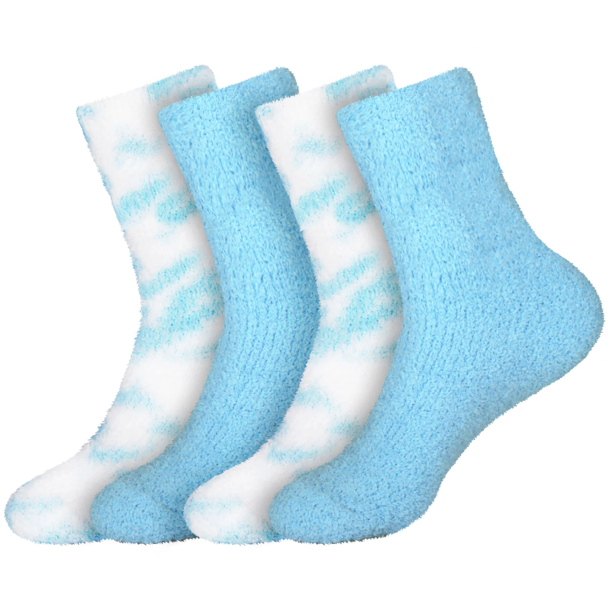 Women's Girl Fuzzy Warm Fluffy Tie-Dye Colorful Fun Crew Socks - 4 Pairs - Image 30