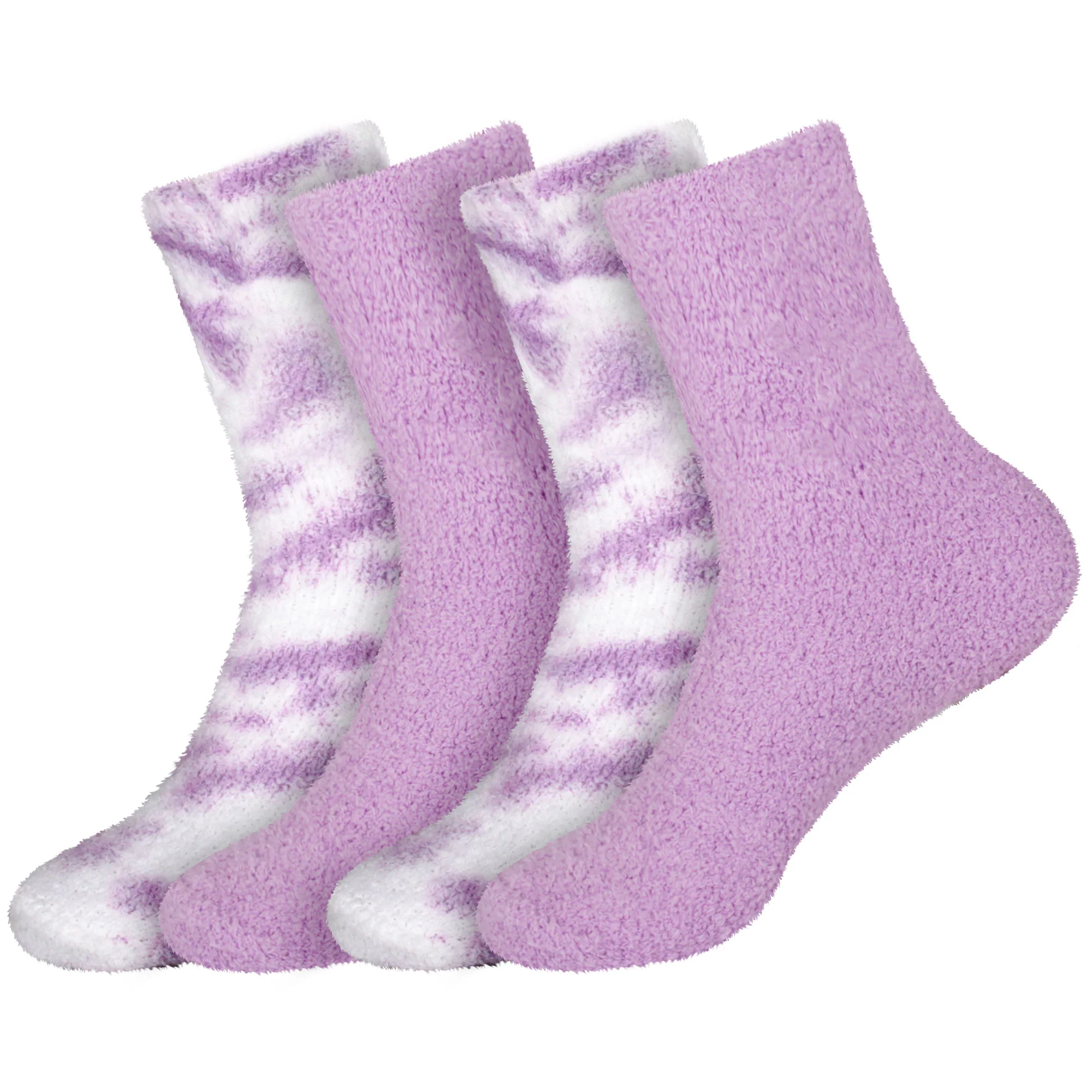 Women's Girl Fuzzy Warm Fluffy Tie-Dye Colorful Fun Crew Socks - 4 Pairs - Image 31