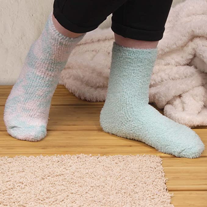Women's Girl Fuzzy Warm Fluffy Tie-Dye Colorful Fun Crew Socks - 4 Pairs - Image 8