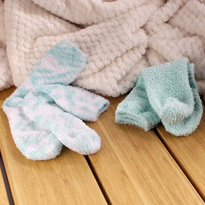 Women's Girl Fuzzy Warm Fluffy Tie-Dye Colorful Fun Crew Socks - 4 Pairs - Image 9