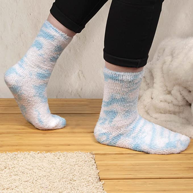 Women's Girl Fuzzy Warm Fluffy Tie-Dye Colorful Fun Crew Socks - 2 Pairs - Image 19