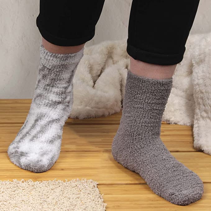 Women's Girl Fuzzy Warm Fluffy Tie-Dye Colorful Fun Crew Socks - 2 Pairs - Image 4