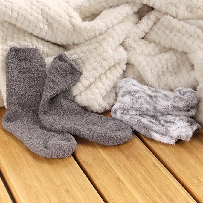 Women's Girl Fuzzy Warm Fluffy Tie-Dye Colorful Fun Crew Socks - 2 Pairs - Image 5