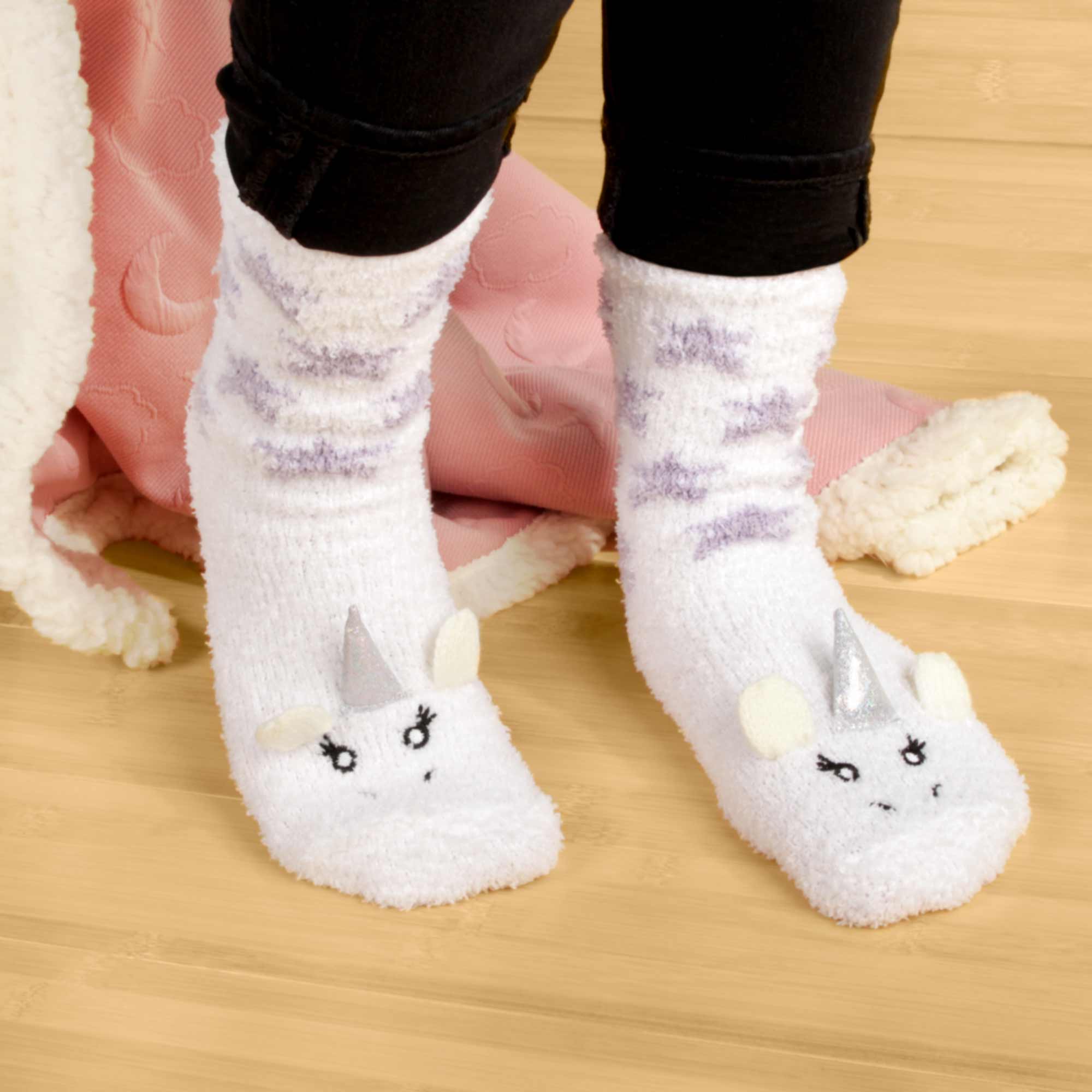 Women's Soft Warm Fuzzy Furry Cozy Unicorn Series Crew Socks, Singles - Image 2