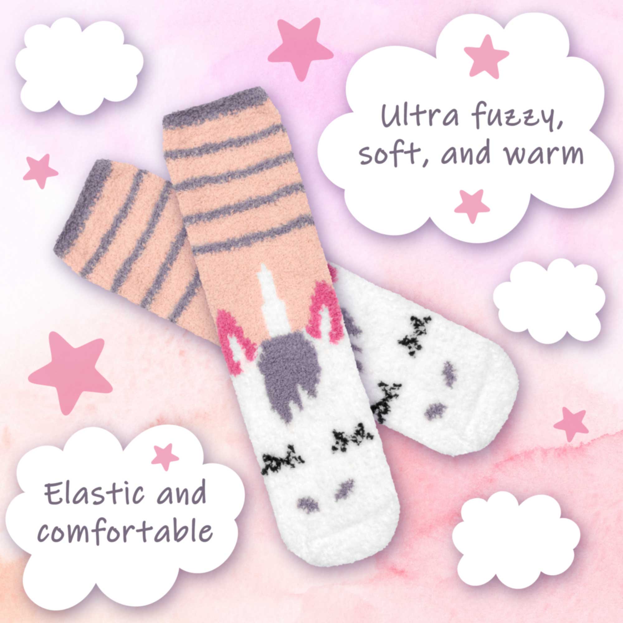 Women's Soft Warm Fuzzy Furry Cozy Unicorn Series Crew Socks, Singles - Image 3