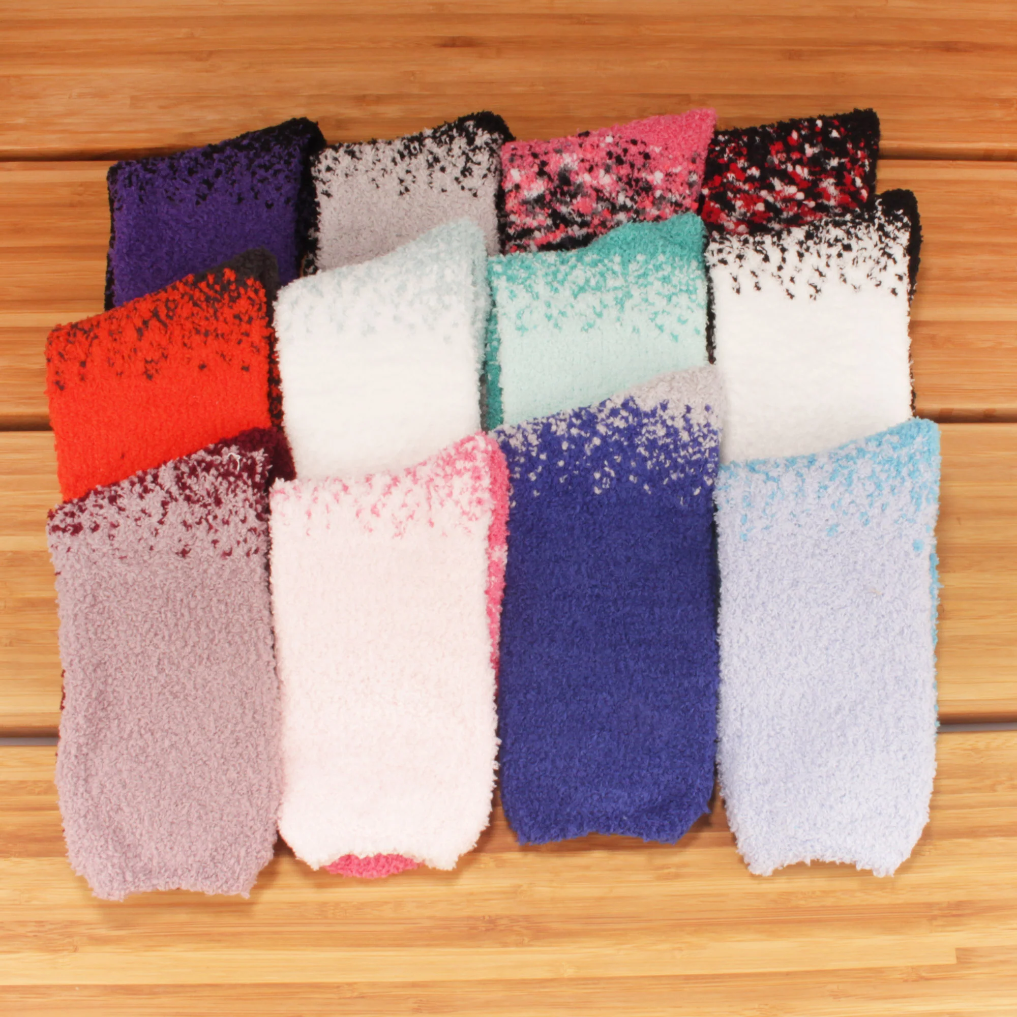 Women's Fuzzy Gradient Home Socks - 4 Pair - Image 11
