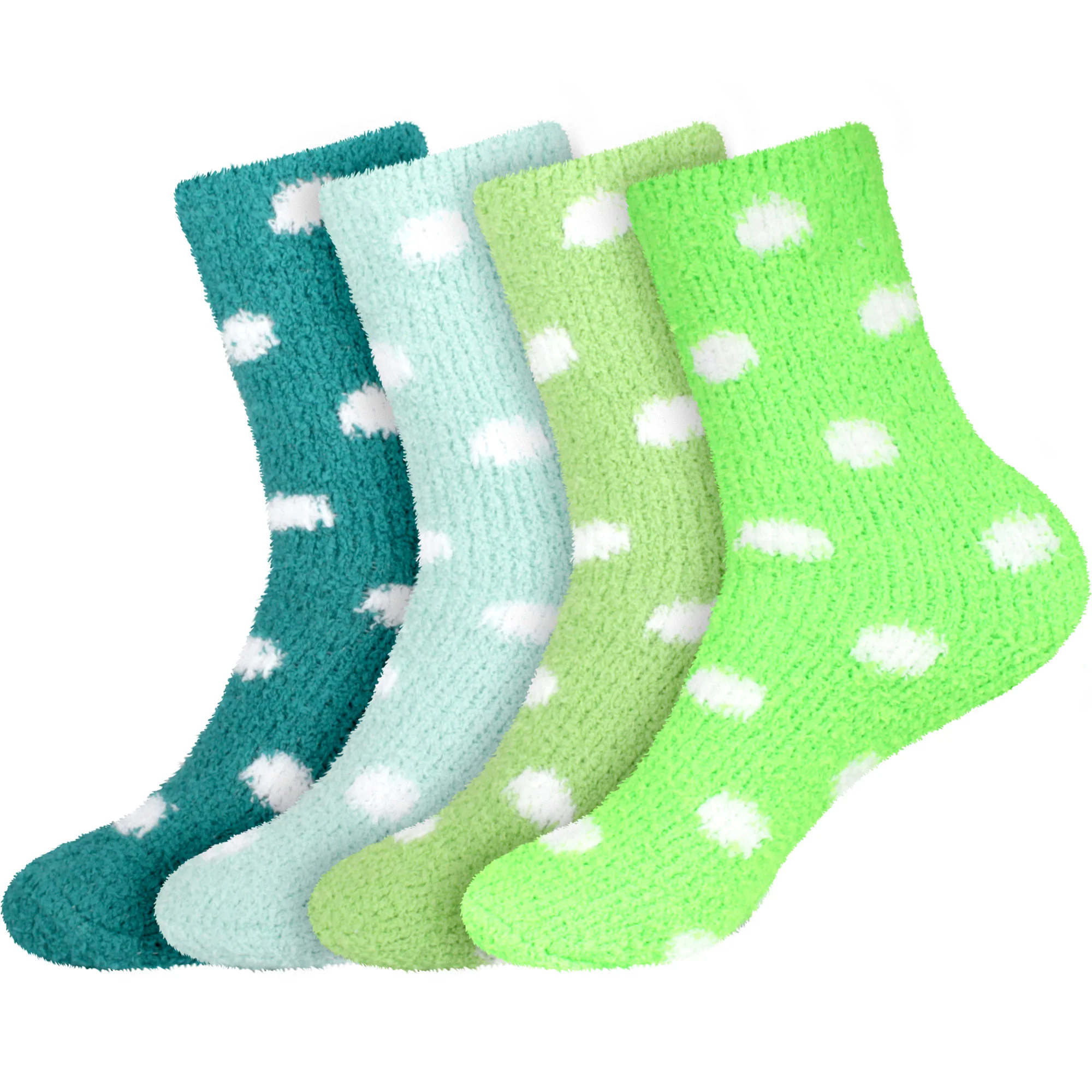 Women's Fuzzy Polka Dots Socks: 4 Pairs - Image 7