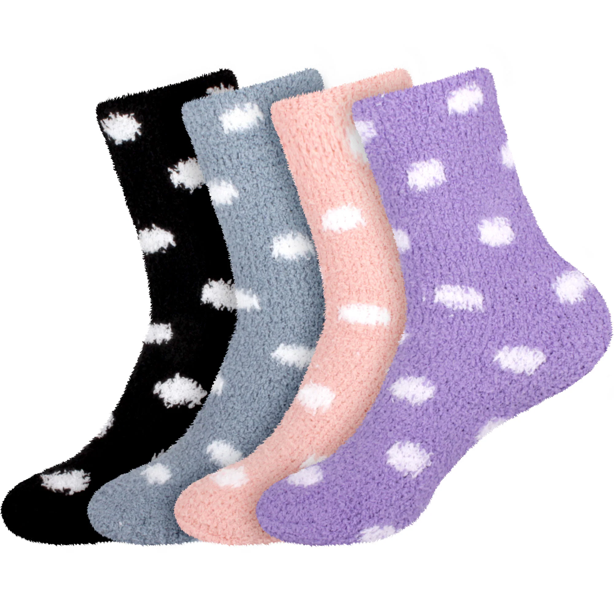Women's Fuzzy Polka Dots Socks: 4 Pairs - Image 8