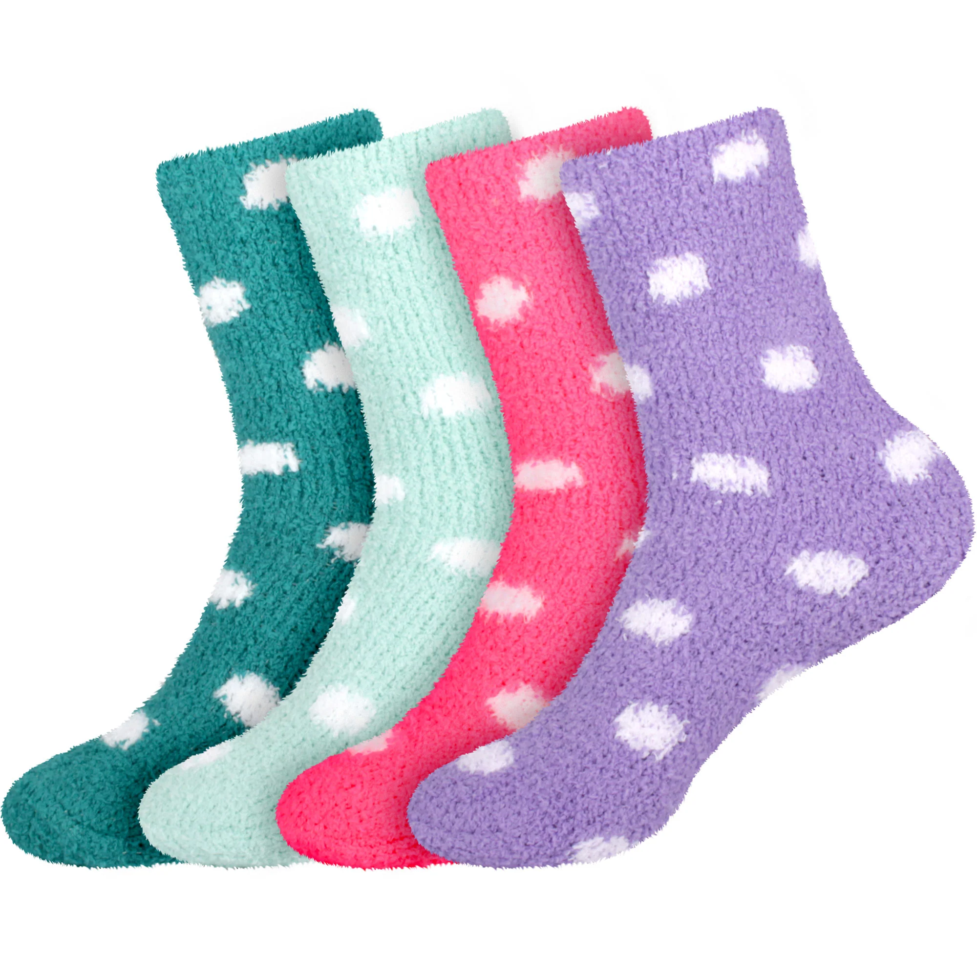 Women's Fuzzy Polka Dots Socks: 4 Pairs - Image 9