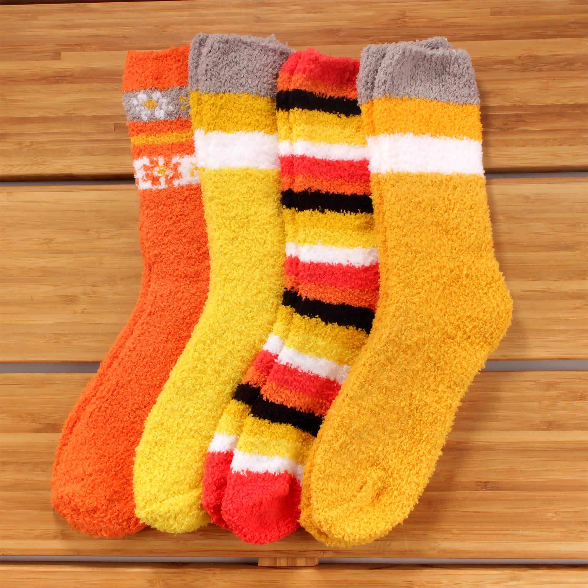 Women's Soft and Cozy Fuzzy Assorted Crew Socks - 4 Pair - Image 10