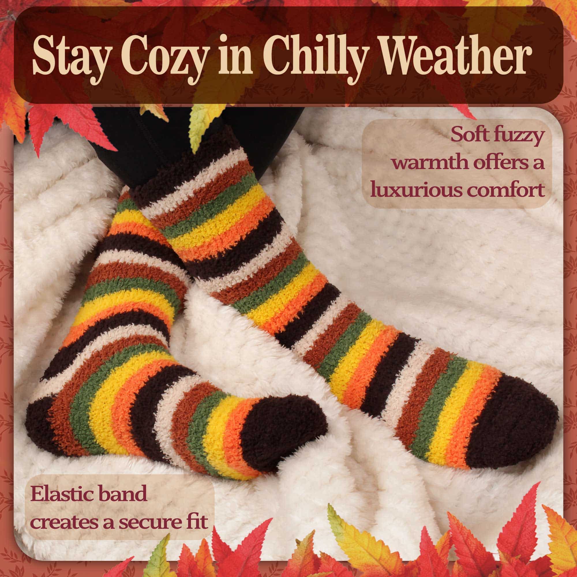 Women's Soft and Cozy Fuzzy Assorted Crew Socks - 4 Pair - Image 11