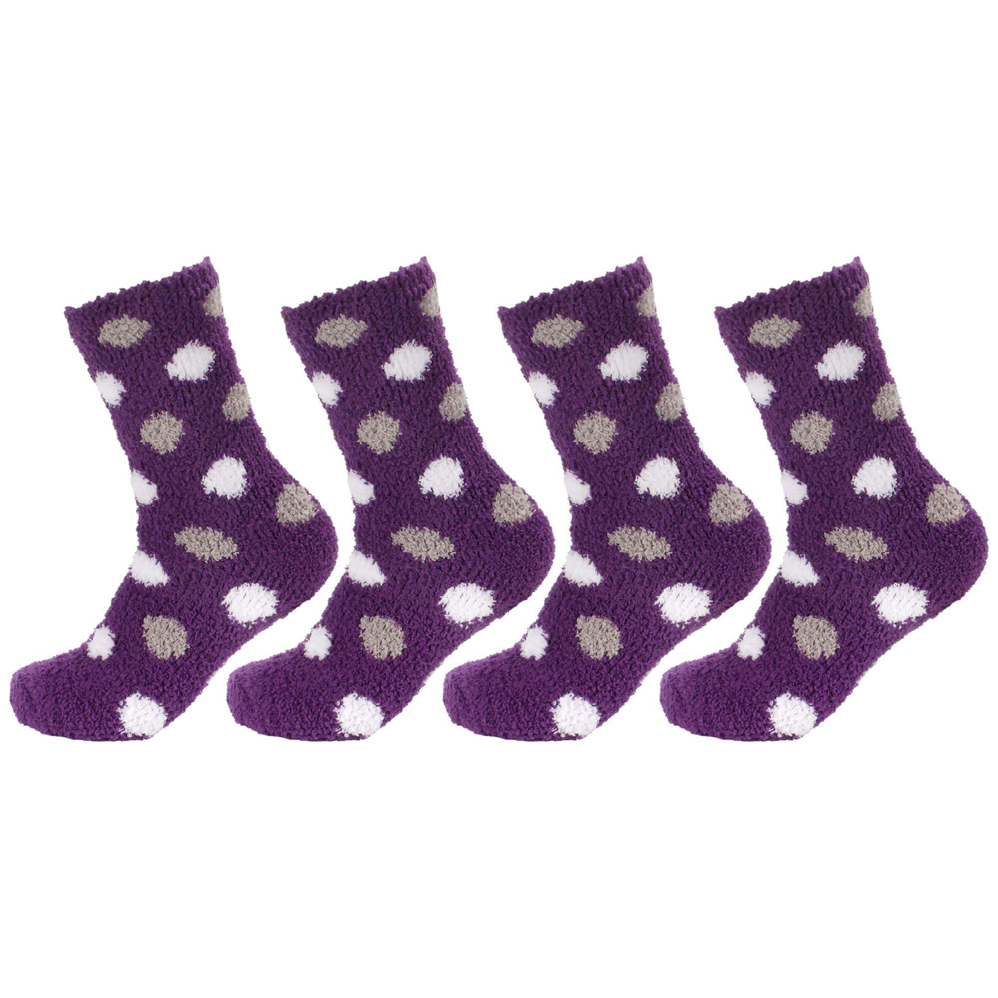 Women's Soft and Cozy Fuzzy Assorted Crew Socks - 4 Pair - Image 15
