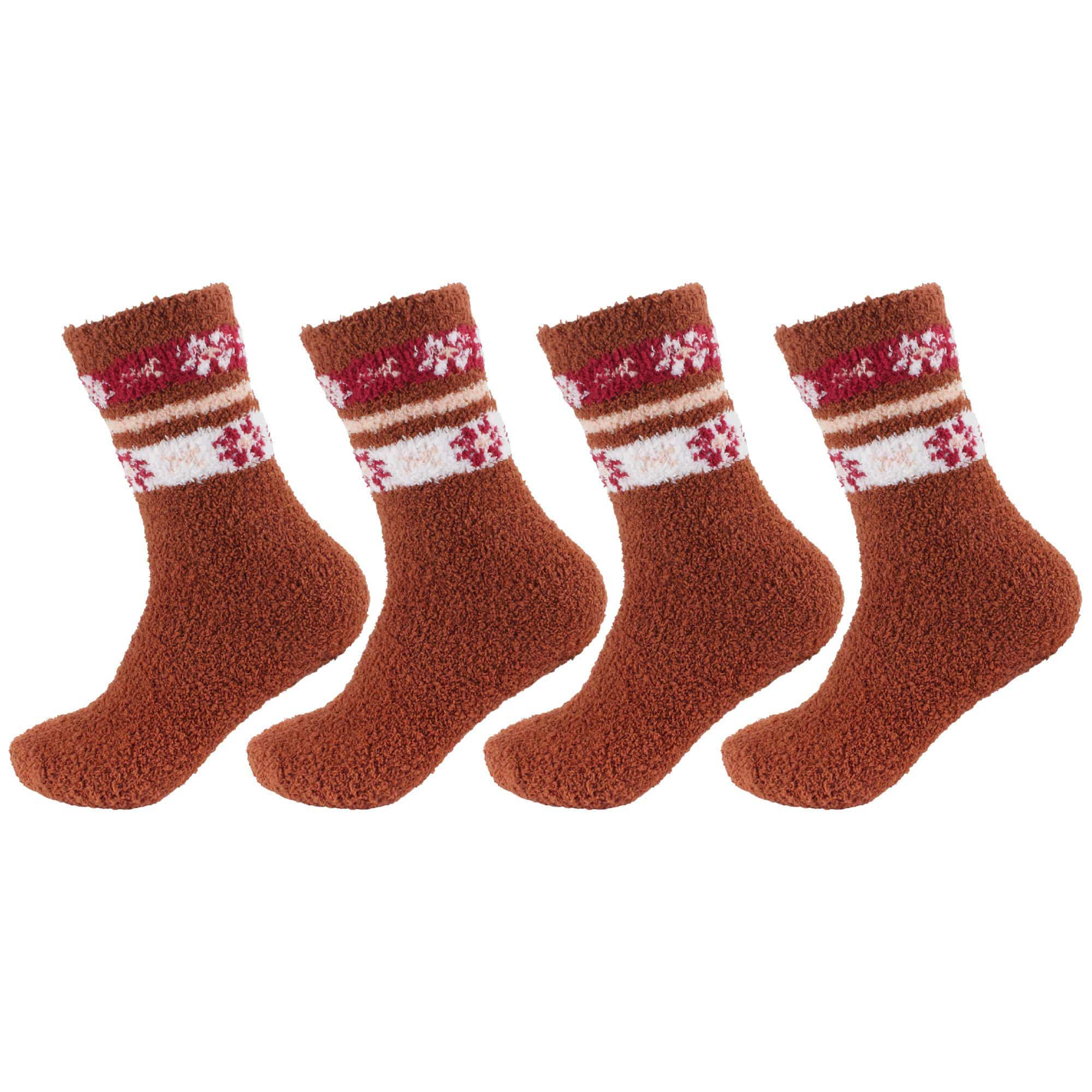 Women's Soft and Cozy Fuzzy Assorted Crew Socks - 4 Pair - Image 22