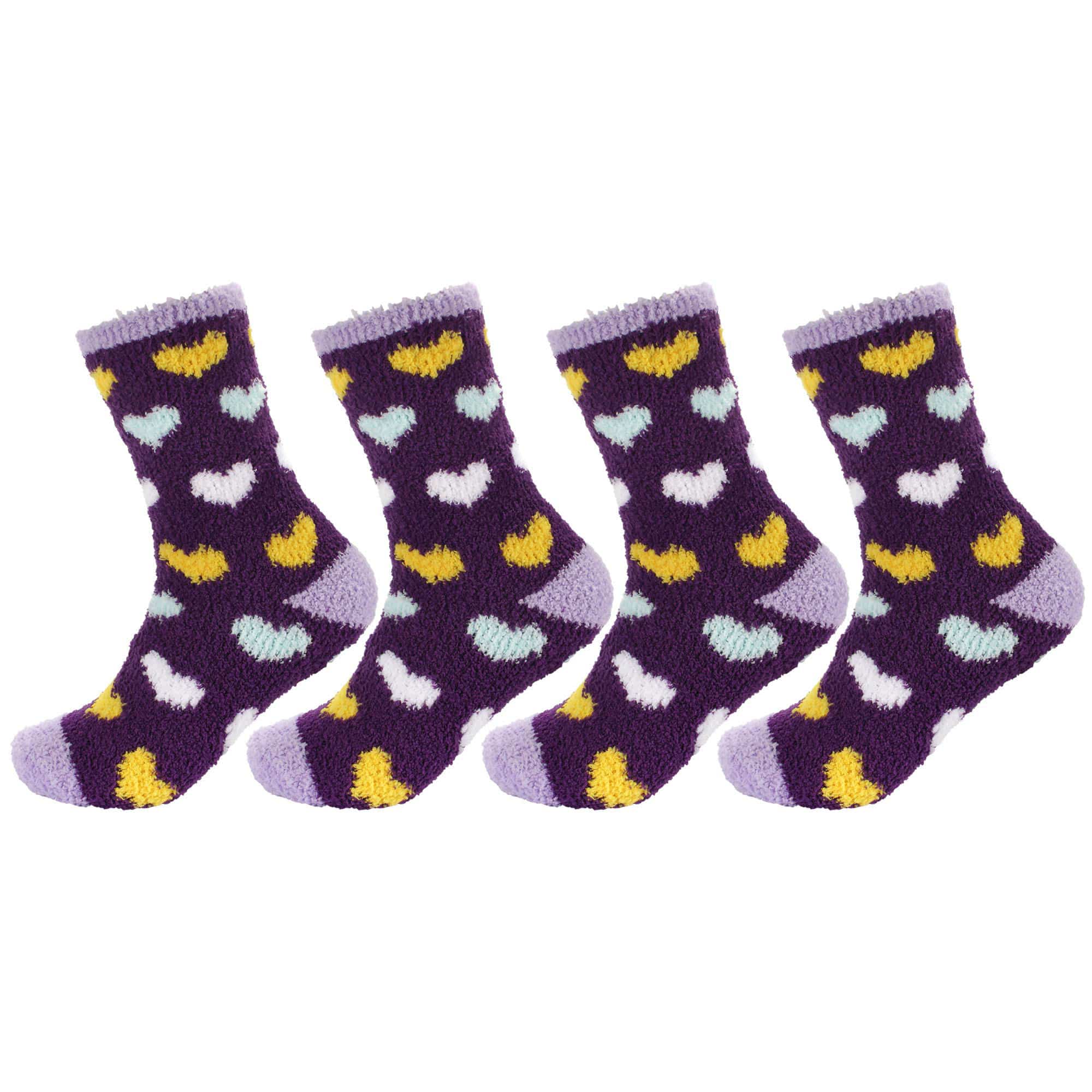 Women's Soft and Cozy Fuzzy Assorted Crew Socks - 4 Pair - Image 25