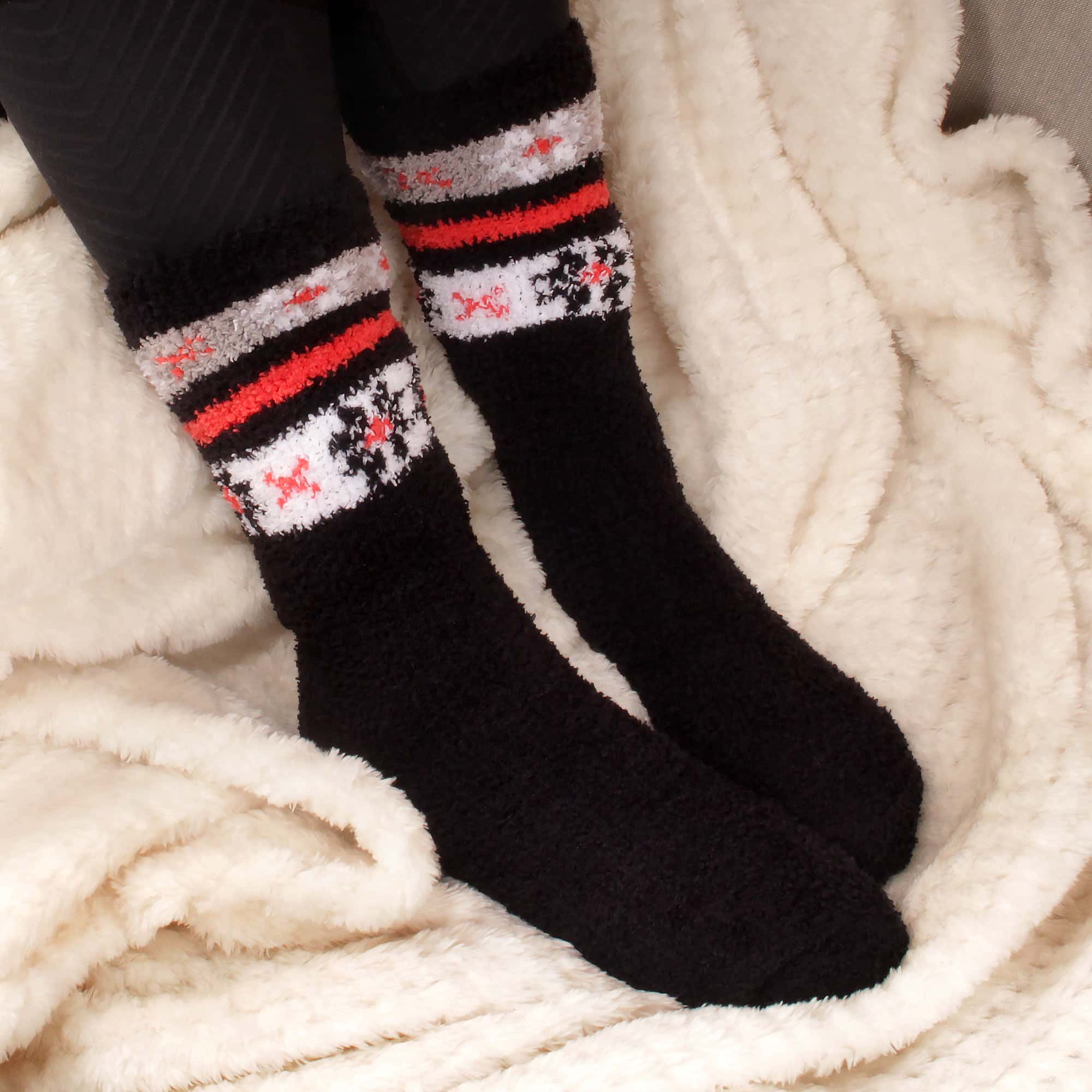 Women's Soft and Cozy Fuzzy Assorted Crew Socks - 4 Pair - Image 3