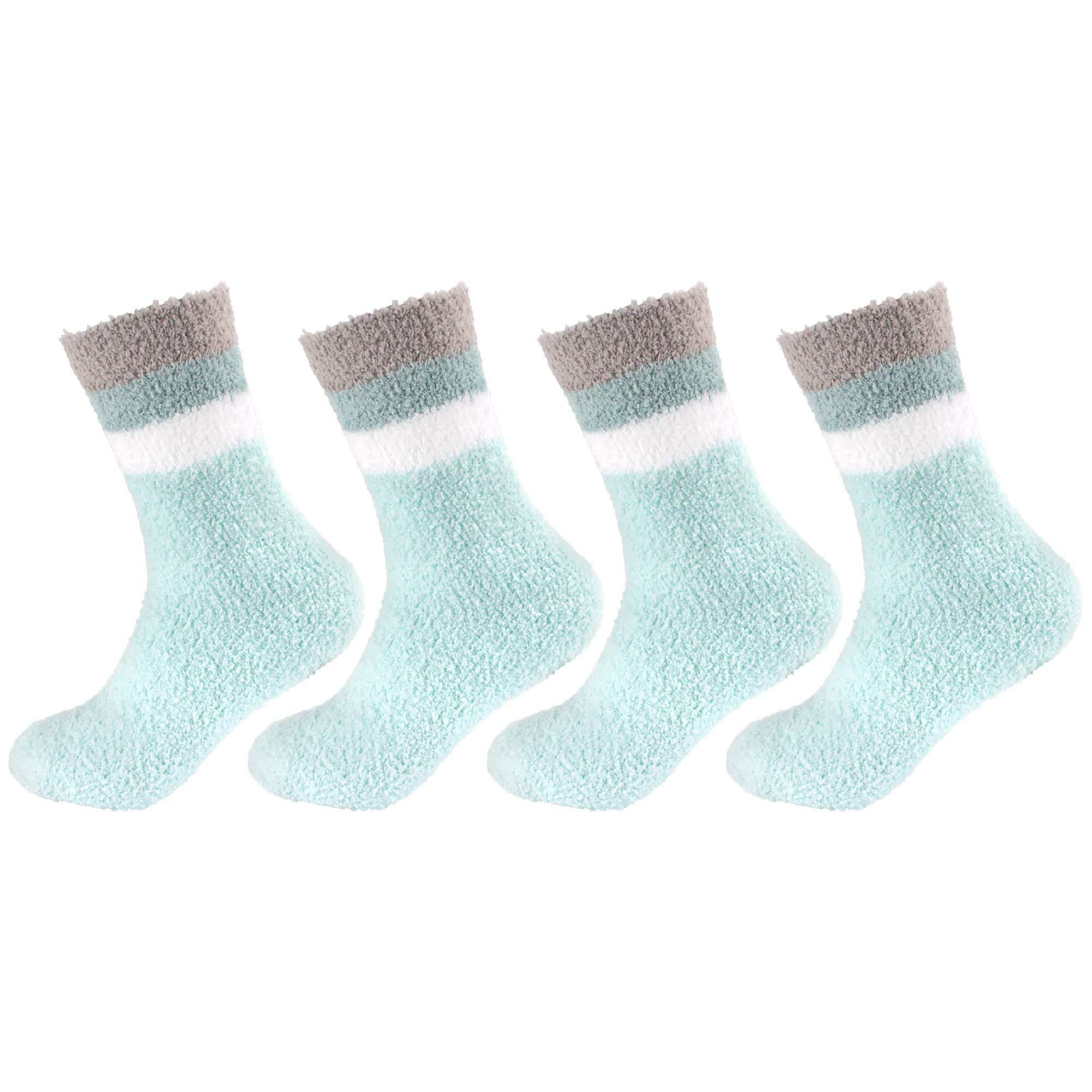 Women's Soft and Cozy Fuzzy Assorted Crew Socks - 4 Pair - Image 30