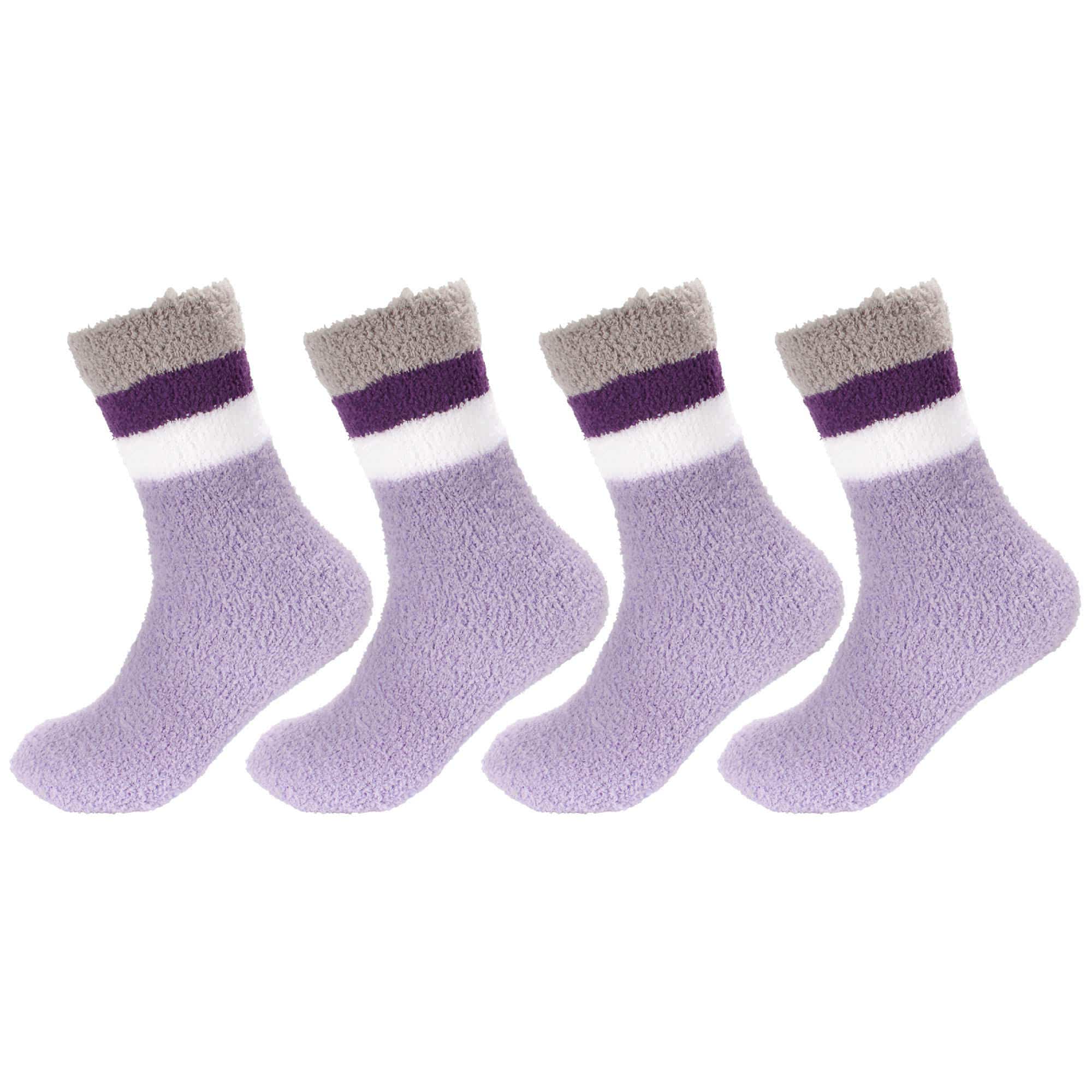 Women's Soft and Cozy Fuzzy Assorted Crew Socks - 4 Pair - Image 31