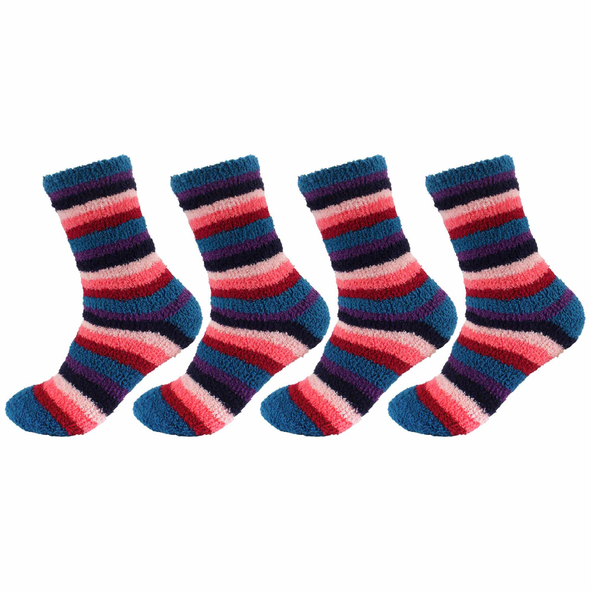 Women's Soft and Cozy Fuzzy Assorted Crew Socks - 4 Pair - Image 35