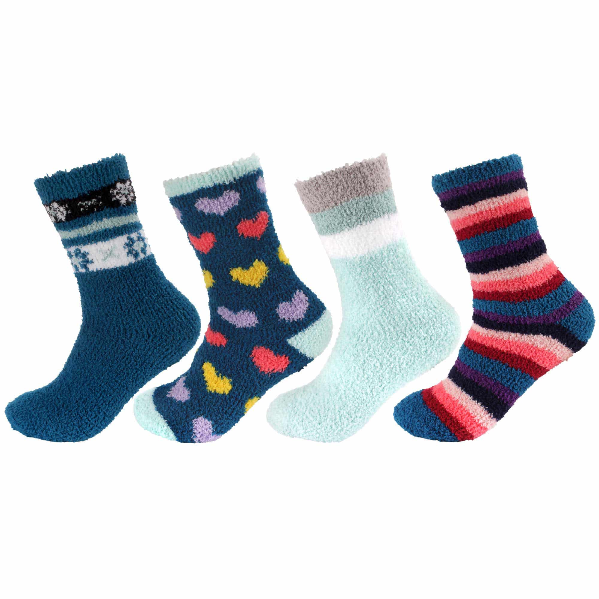 Women's Soft and Cozy Fuzzy Assorted Crew Socks - 4 Pair - Image 39