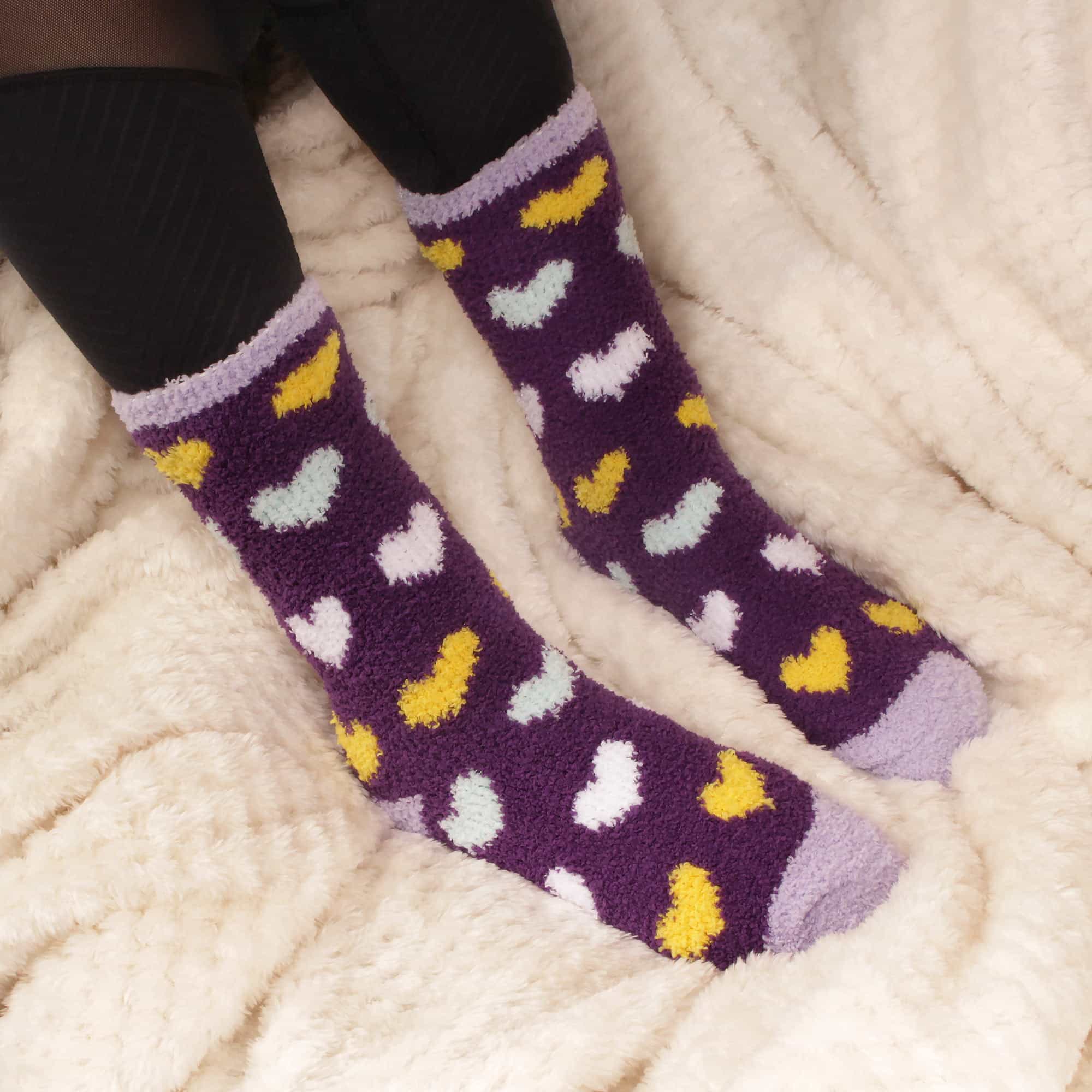 Women's Soft and Cozy Fuzzy Assorted Crew Socks - 4 Pair - Image 4