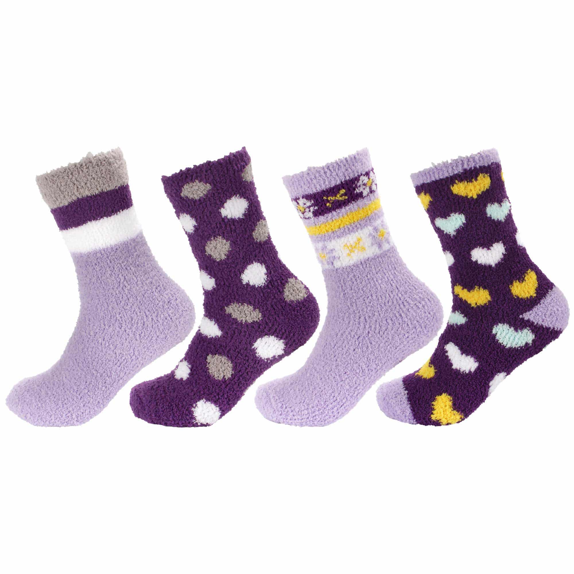 Women's Soft and Cozy Fuzzy Assorted Crew Socks - 4 Pair - Image 40