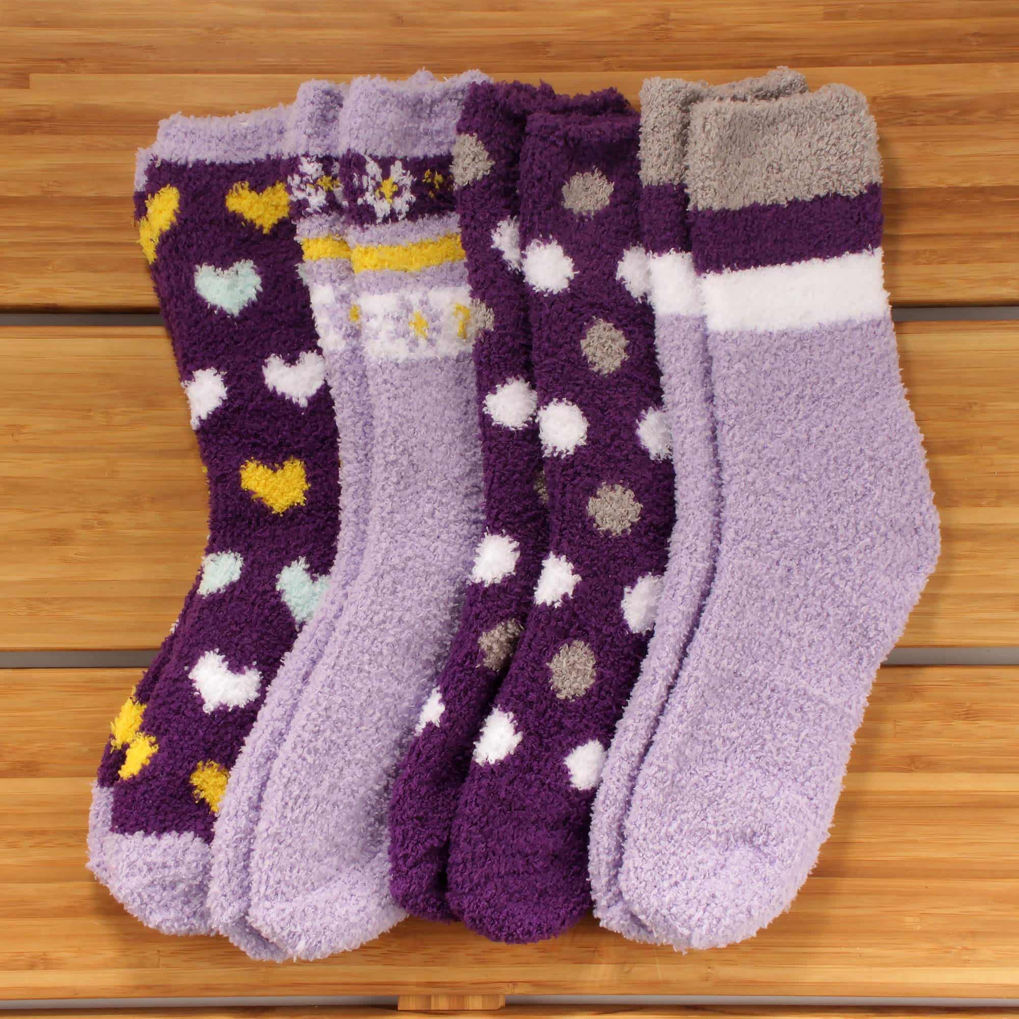 Women's Soft and Cozy Fuzzy Assorted Crew Socks - 4 Pair - Image 9