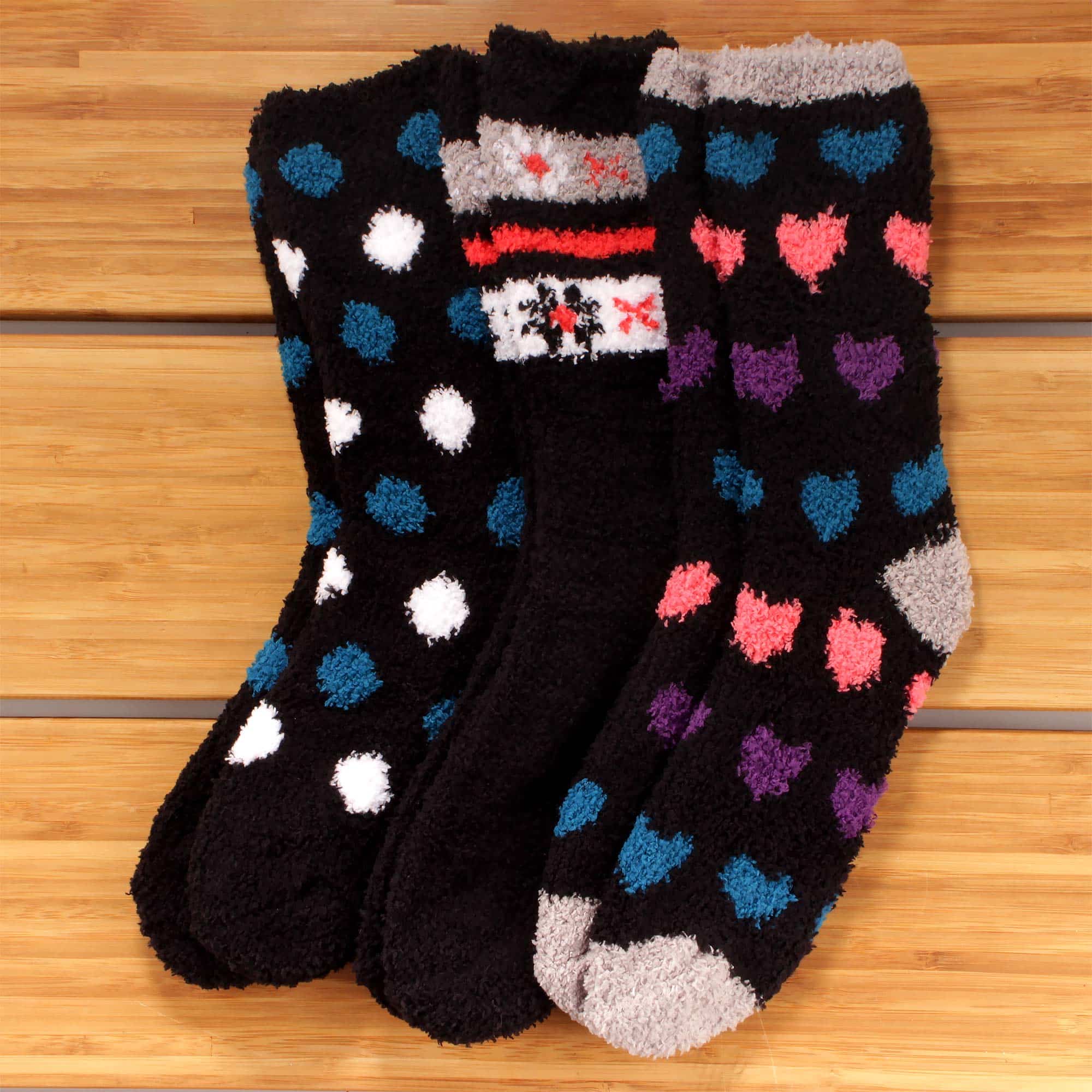Women's Soft and Cozy Fuzzy Assorted Crew Socks - 3 Pair Assortments - Image 2